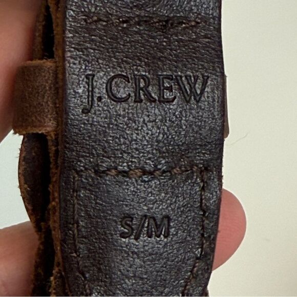 J. Crew Brown Woven Leather Brass Studded Belt S/M - Picture 4 of 7